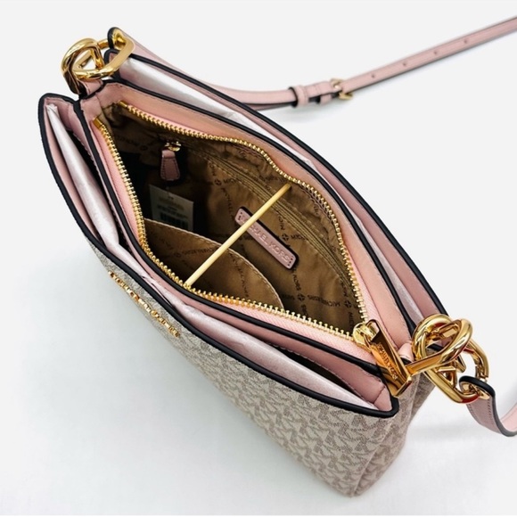 Michael Kors jet set with card holder pink and ivory Tan cross body - Picture 6 of 16